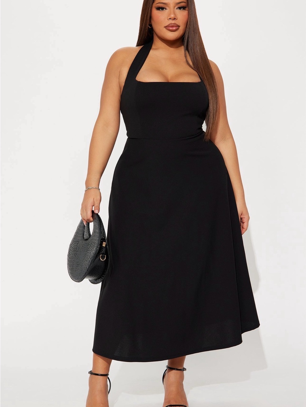 Black Halter Midi Dress